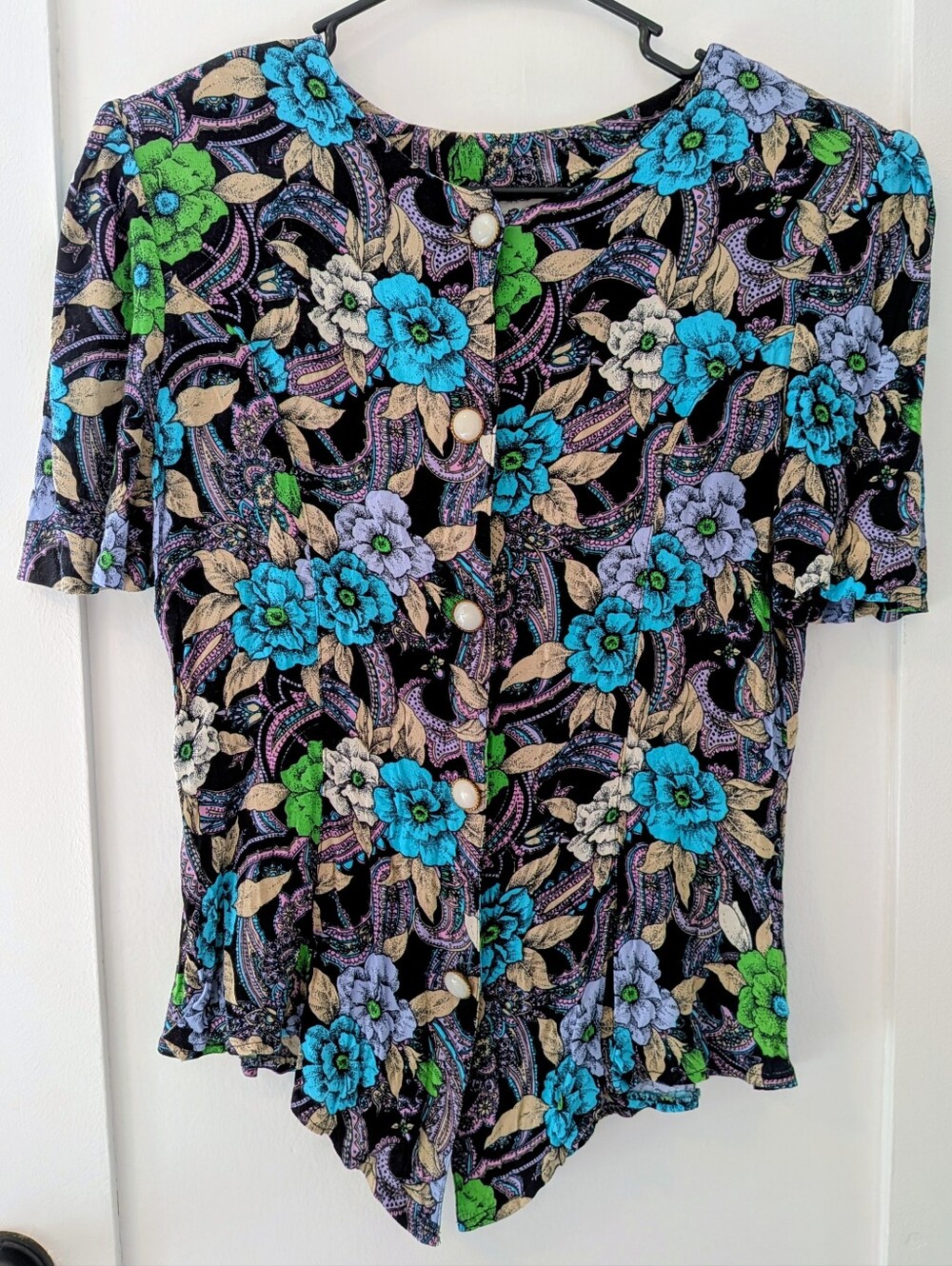 Boom Floral Paisley Scoop Neck Blouse in Multicolor